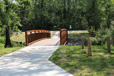 The trail crosses a new bridge over Pohick Creek.