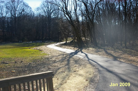 This is a view of the trail near the other end of the ball fields.
