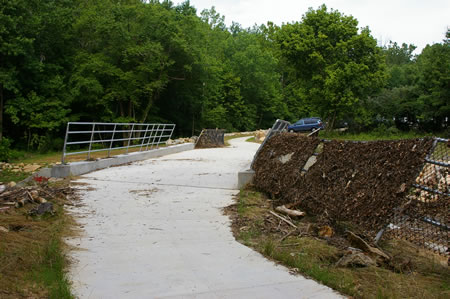 The trail crosses Accotink Creek. The bridge was damaged by record setting rains in June 2006.