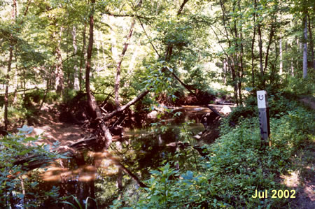Water covers the width of the horse trail as shown here.