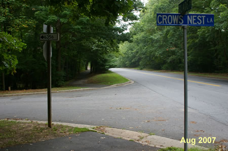 The trail crosses Crows Nest Ln.