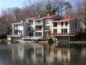 The houses across the water were some of the first built in Reston.