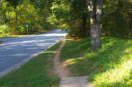 Turn right at Glade Dr. and follow the dirt trail along the curb.