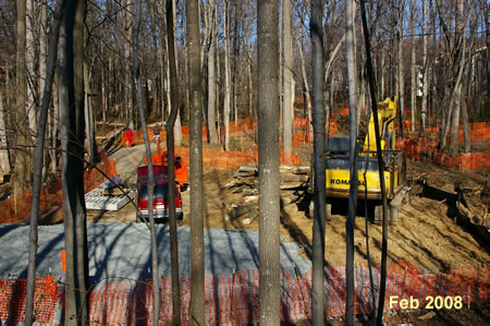 The Feb. picture is from Colts Neck Rd., the Apr. picture from the new trail in the same direction.