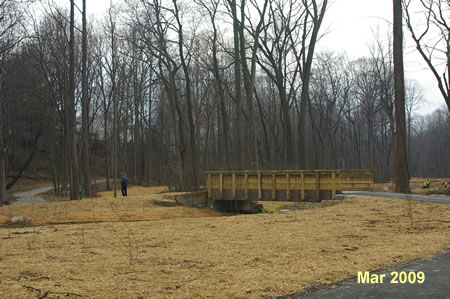 New bridge changes trail alignment.