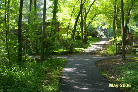 Turn left at the next asphalt trail intersection.