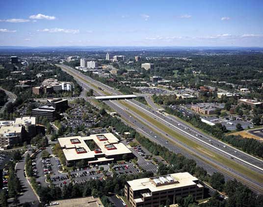 Aerial photo of Wiehle Ave. from the southeast.