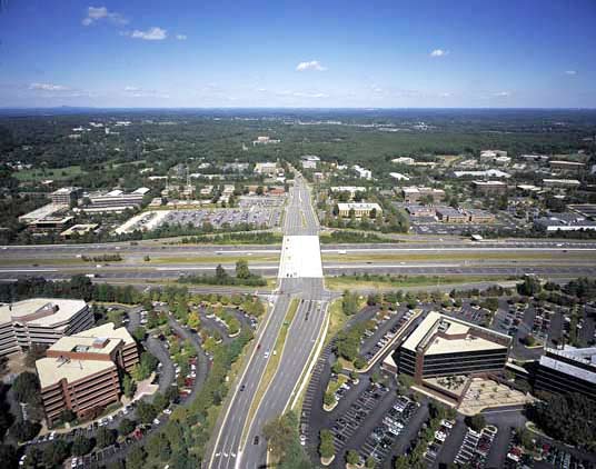 Aerial photo of Wiehle Ave. from the southwest.